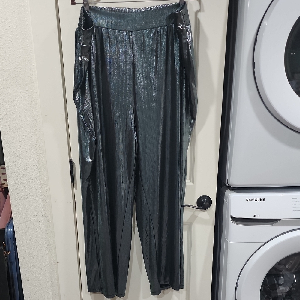 Nina Parker Metallic Shimmering Wide Leg Pants NWT 3x W/Pockets